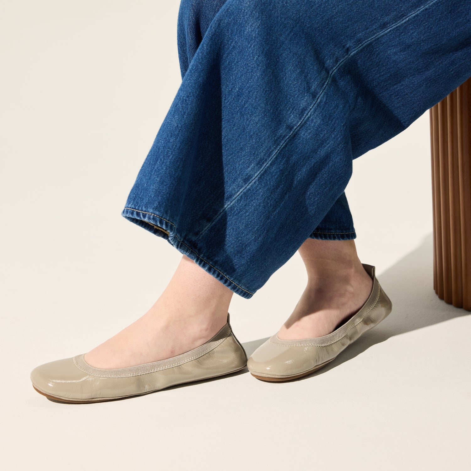Samara Foldable Ballet Flat in Simply Taupe Patent - Yosi Samra  - Women's Flats