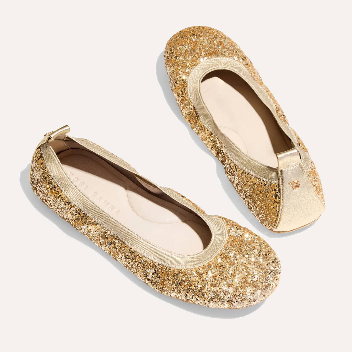 Samara Foldable Ballet Flat in Gold Glitter