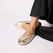 Samara Foldable Ballet Flat in Gold Leather