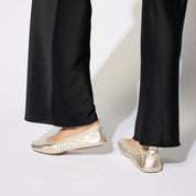 Samara Foldable Ballet Flat in Gold Leather