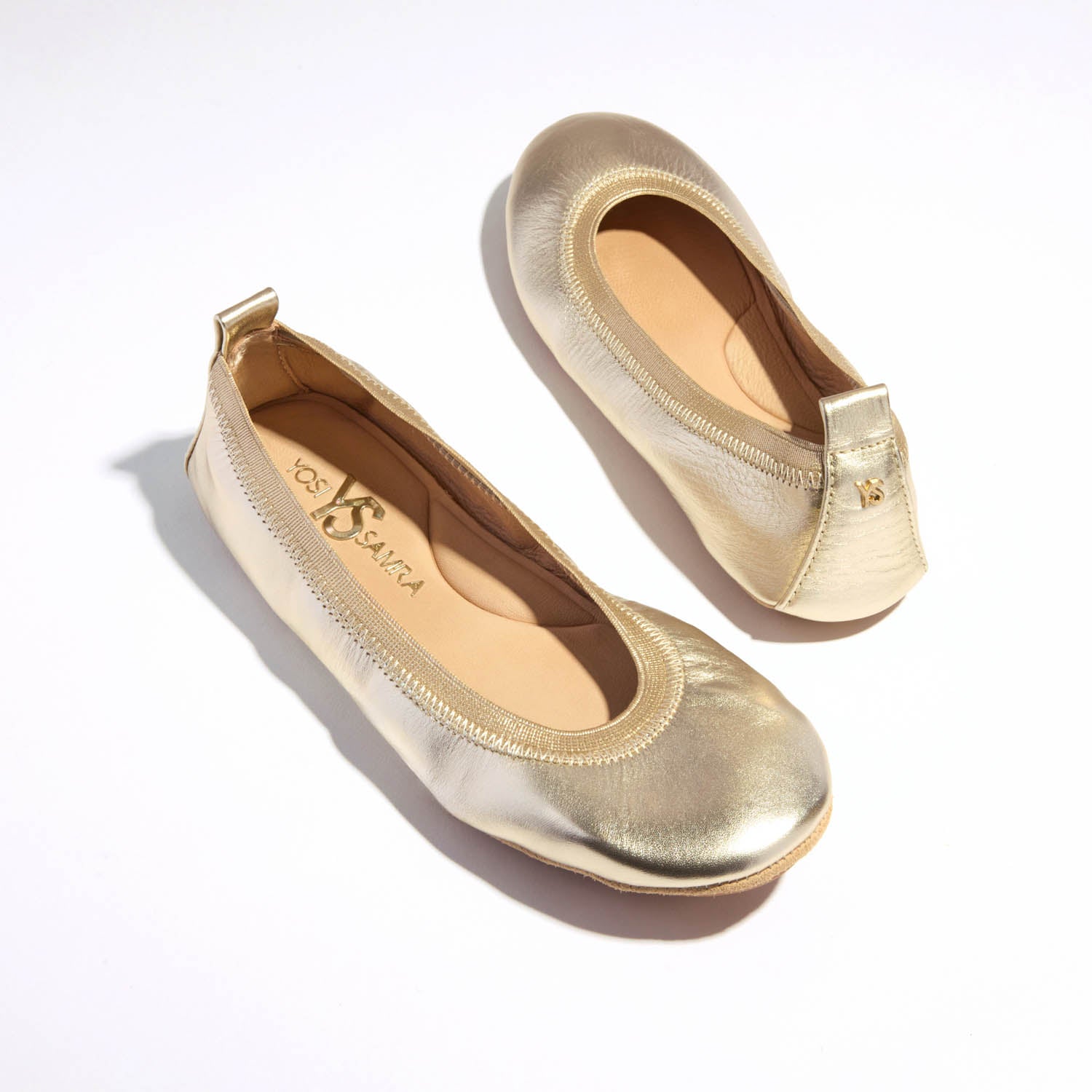 Samara Foldable Ballet Flat in Gold Leather - Yosi Samra  - Women's Flats