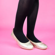 Samara Foldable Ballet Flat in Gold Leather - Yosi Samra  - Women's Flats