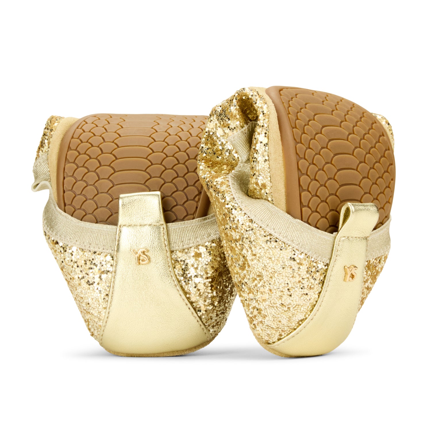 Samara Foldable Ballet Flat in Gold Glitter