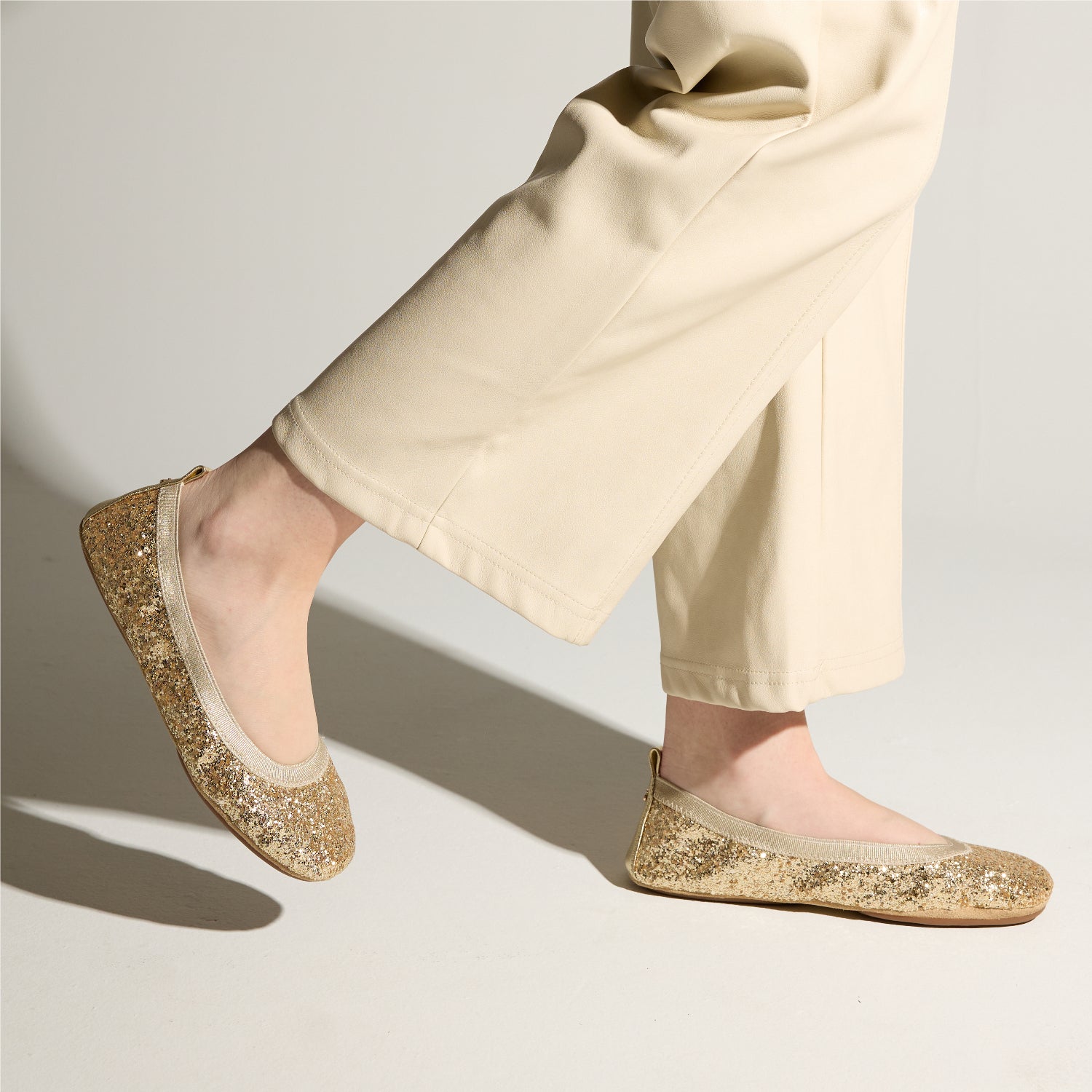 Samara Foldable Ballet Flat in Gold Glitter - Yosi Samra  - Women's Flats