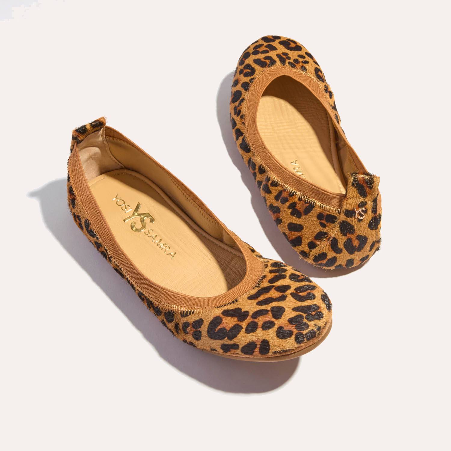 Samara Foldable Ballet Flat in Leopard Calf Hair