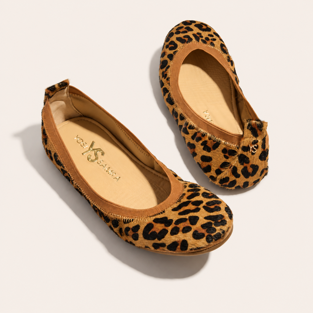 Samara Foldable Ballet Flat in Leopard Calf Hair