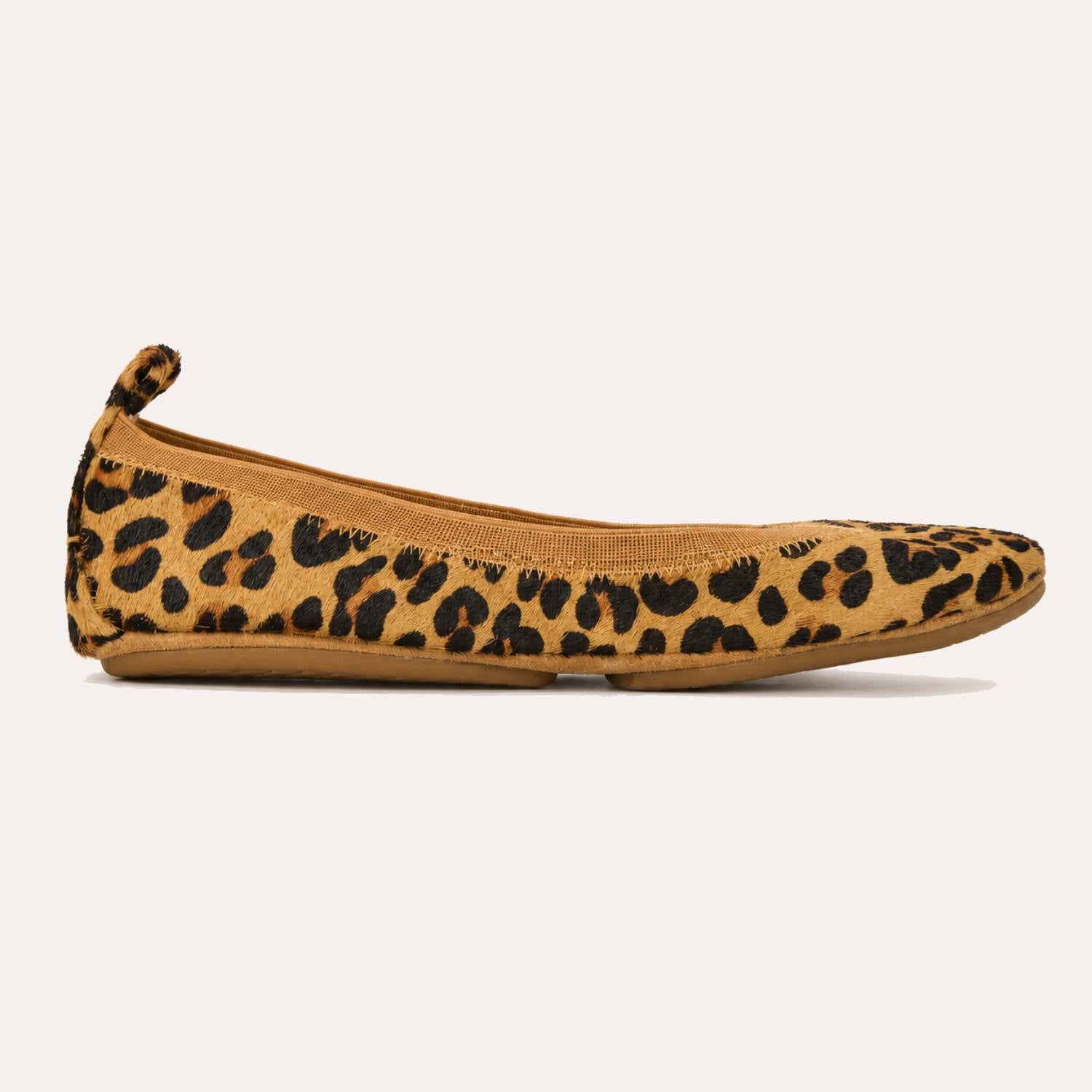 Samara Foldable Ballet Flat in Leopard Calf Hair