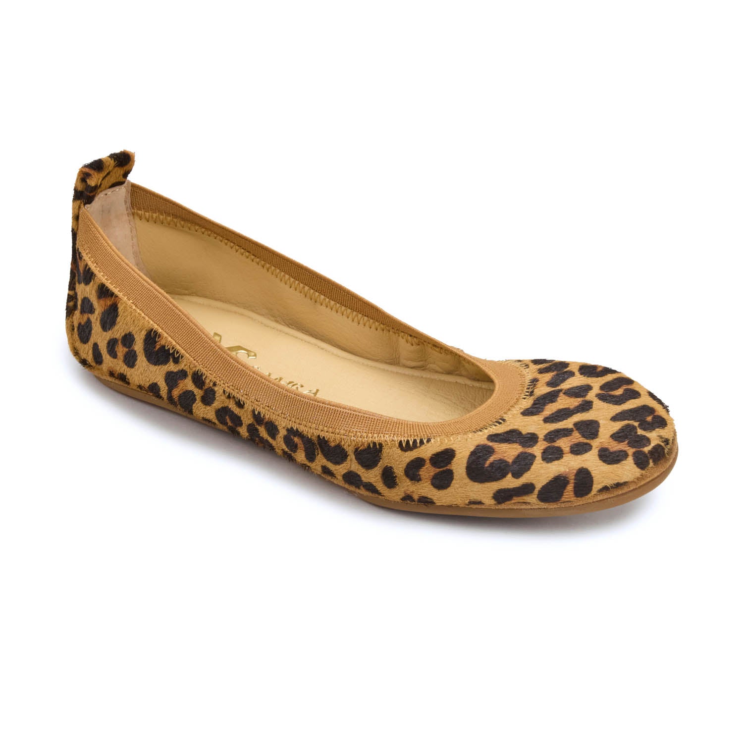 Samara Foldable Ballet Flat in Leopard Calf Hair
