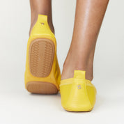 Samara Foldable Ballet Flat in Mustard Yellow Leather - Yosi Samra  - Women's Flats