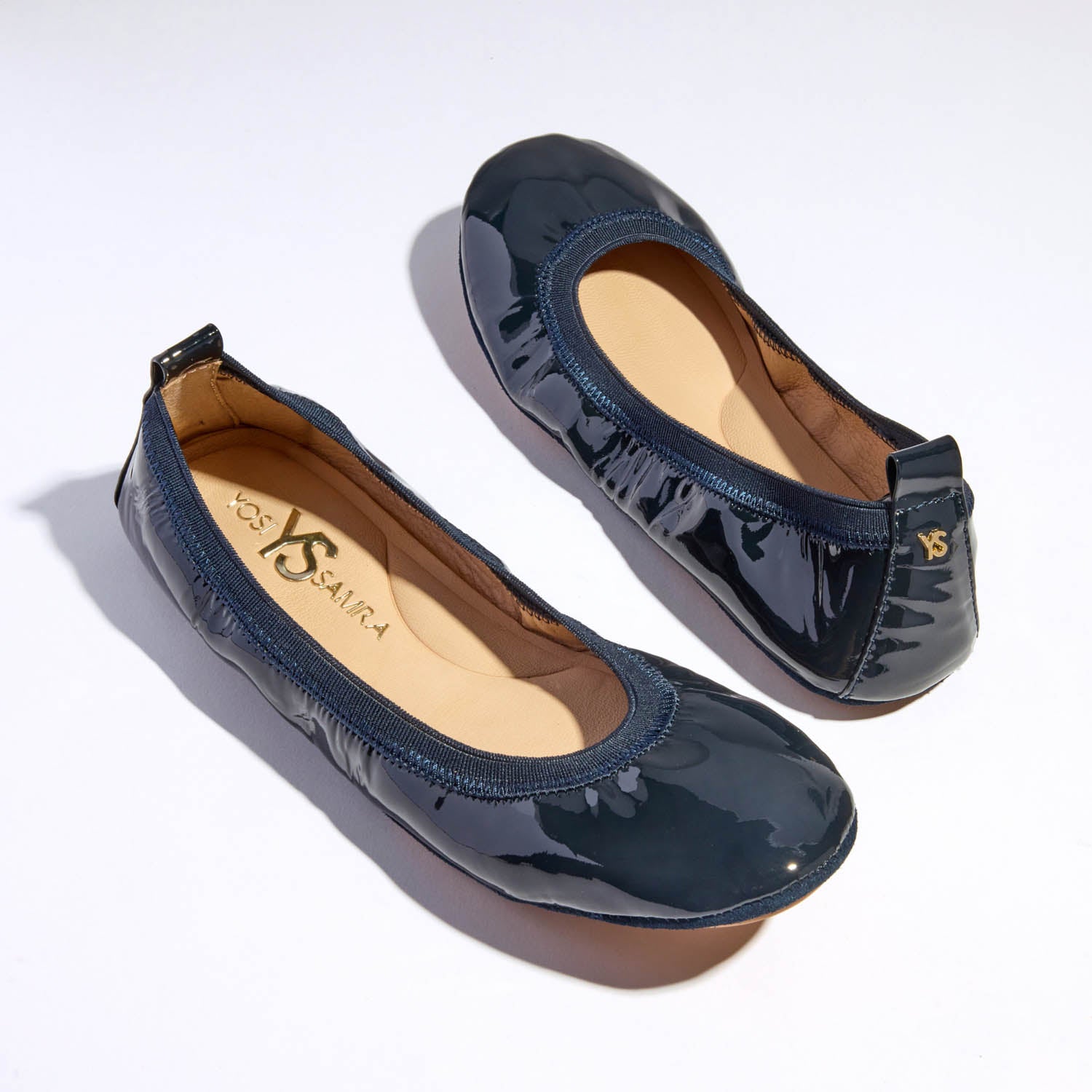 Samara Foldable Ballet Flat in Deep Navy Patent - Yosi Samra  - Women's Flats