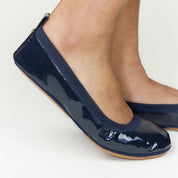 Samara Foldable Ballet Flat in Deep Navy Patent - Yosi Samra  - Women's Flats