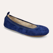 Samara Foldable Ballet Flat in Navy Suede
