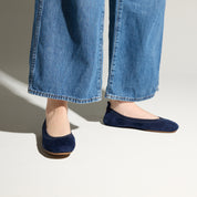 Samara Foldable Ballet Flat in Navy Suede - Yosi Samra  - Women's Flats