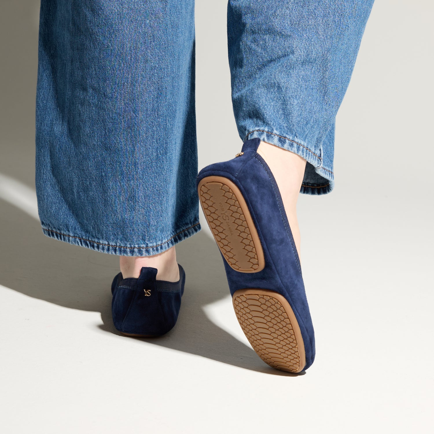 Samara Foldable Ballet Flat in Navy Suede - Yosi Samra  - Women's Flats