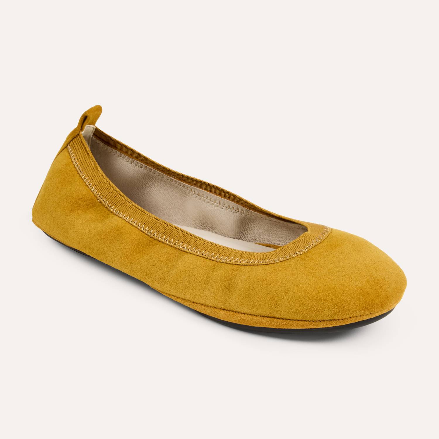 Samara Foldable Ballet Flat in Ochre Suede