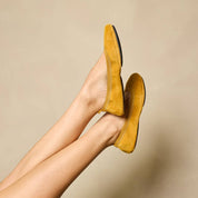 Samara Foldable Ballet Flat in Ochre Suede