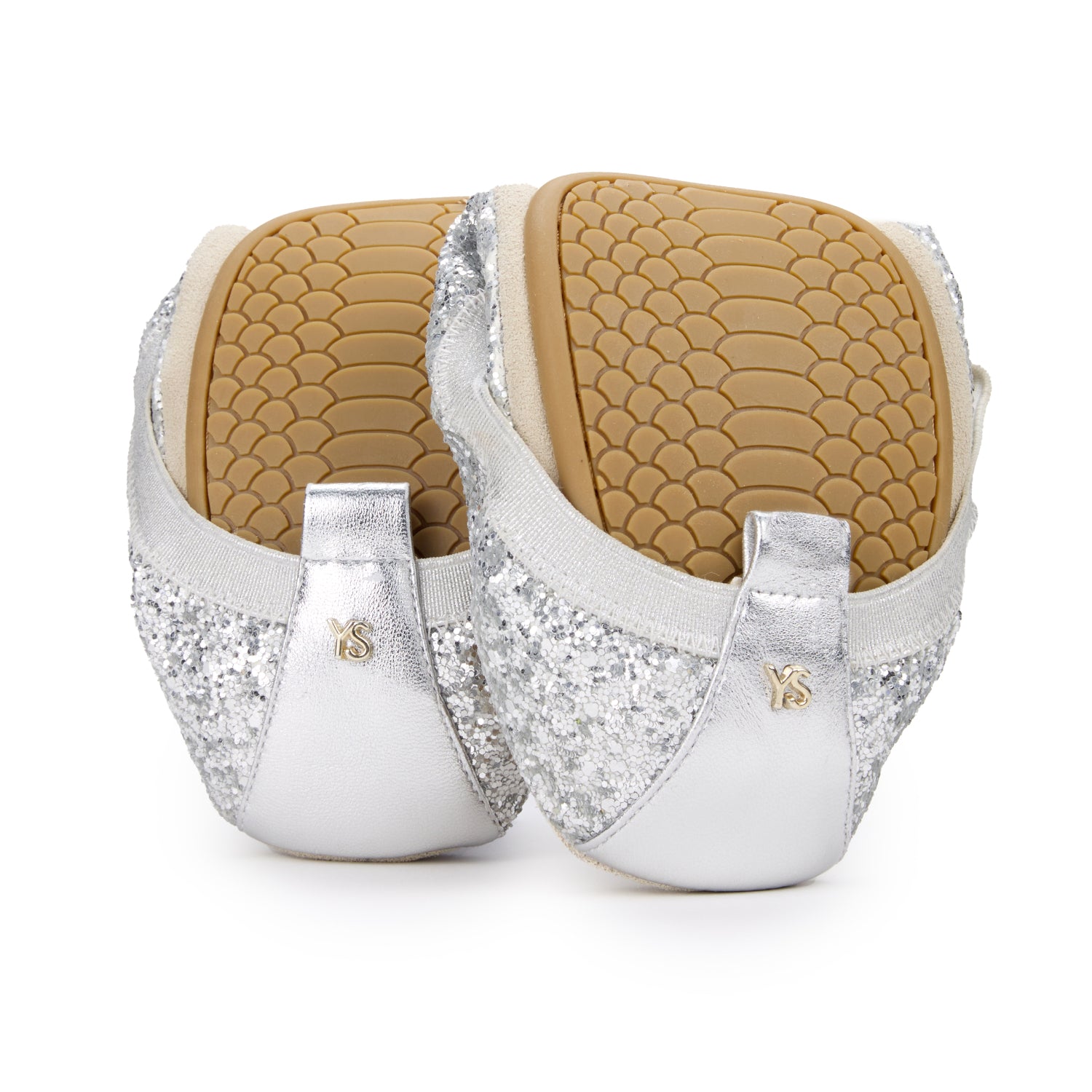 Samara Foldable Ballet Flat in Platinum Glitter - Yosi Samra  - Women's Flats