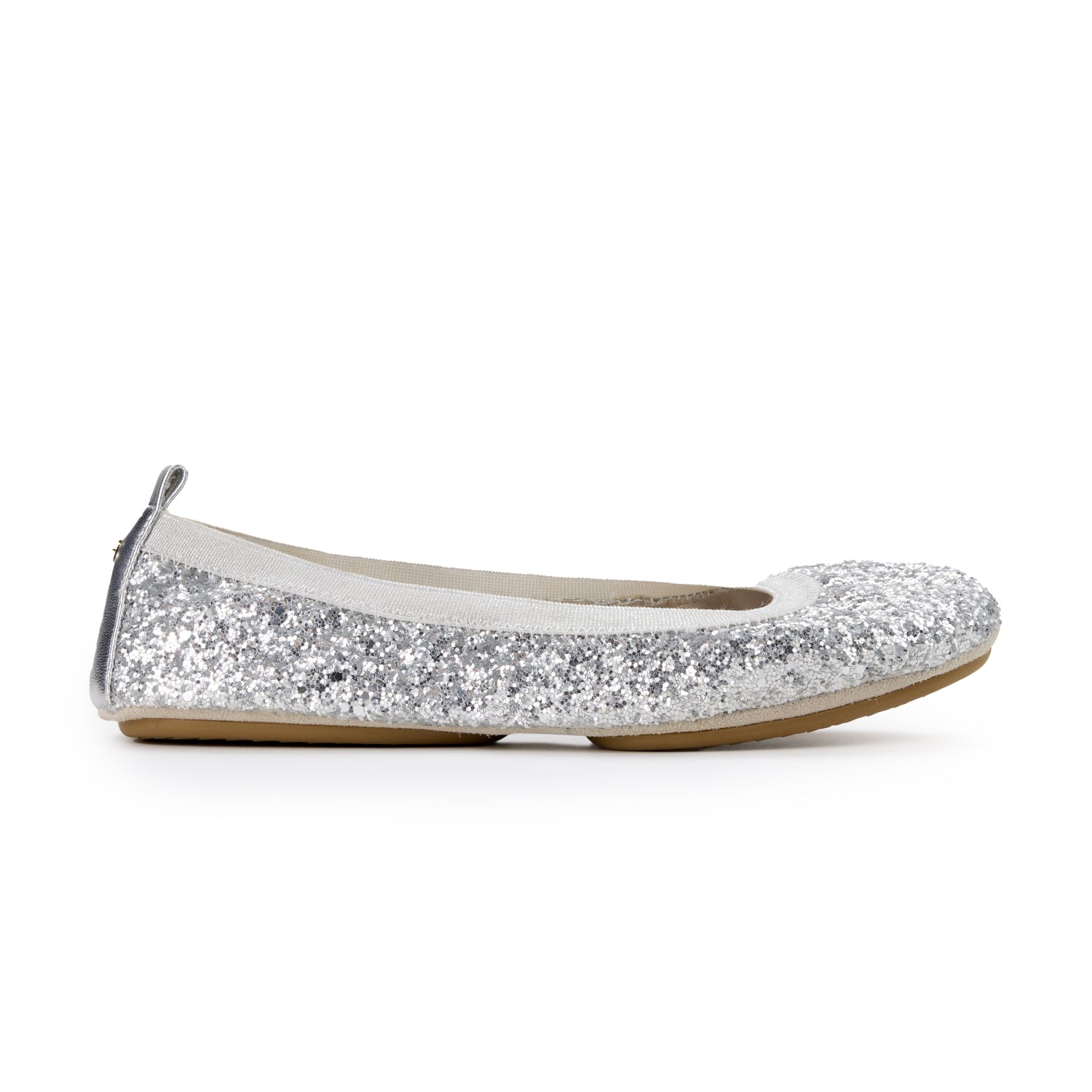 Samara Foldable Ballet Flat in Platinum Glitter - Yosi Samra  - Women's Flats