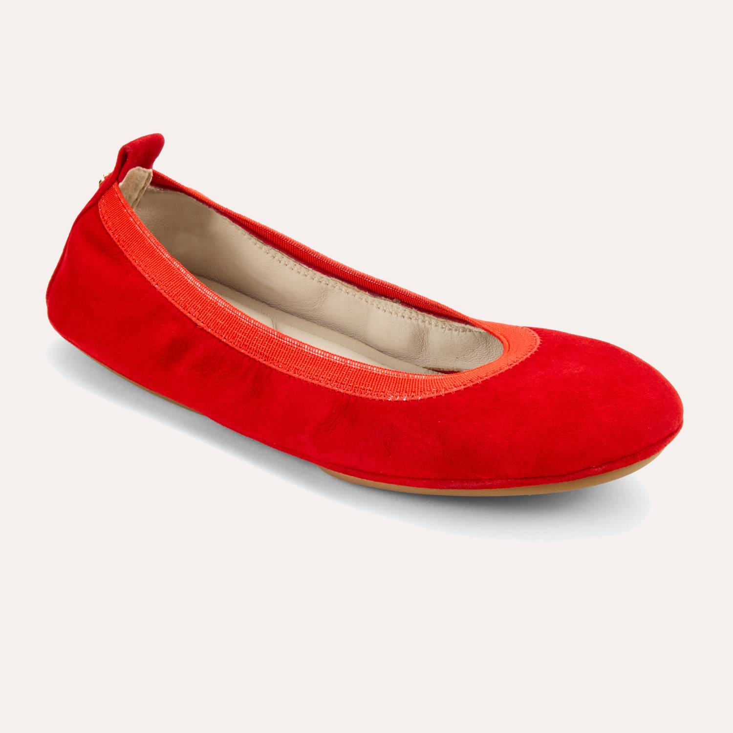 Samara Foldable Ballet Flat in Red Suede