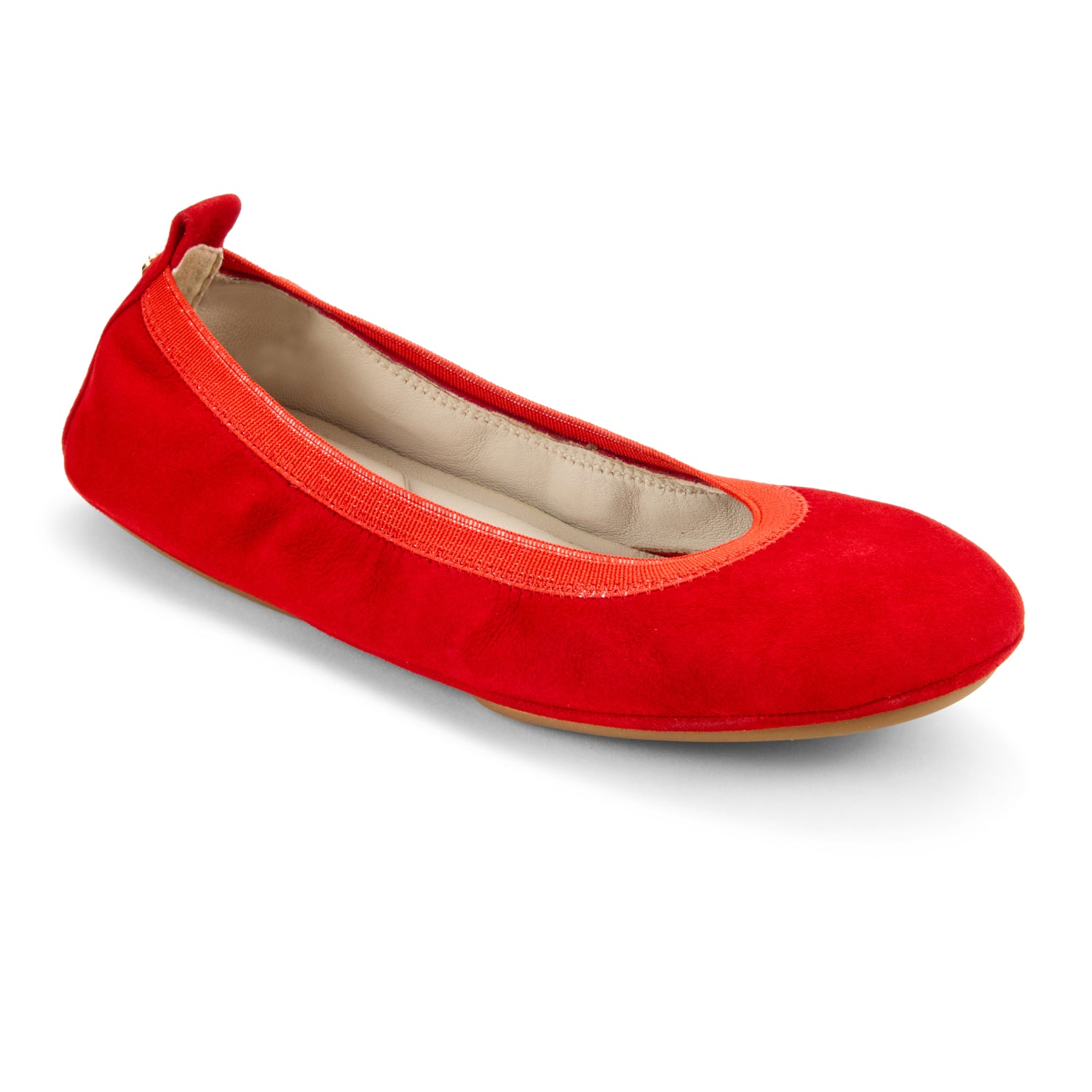 Samara Foldable Ballet Flat in Red Suede