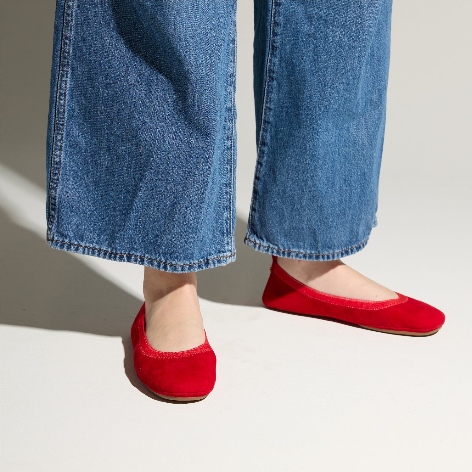 SAMARA FOLDABLE BALLET FLAT IN RED SUEDE