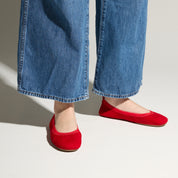Samara Foldable Ballet Flat in Red Suede - Yosi Samra  - Women's Flats