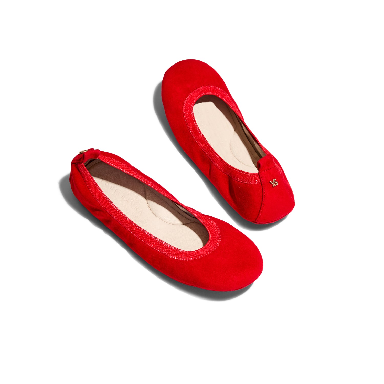 SAMARA FOLDABLE BALLET FLAT IN RED SUEDE