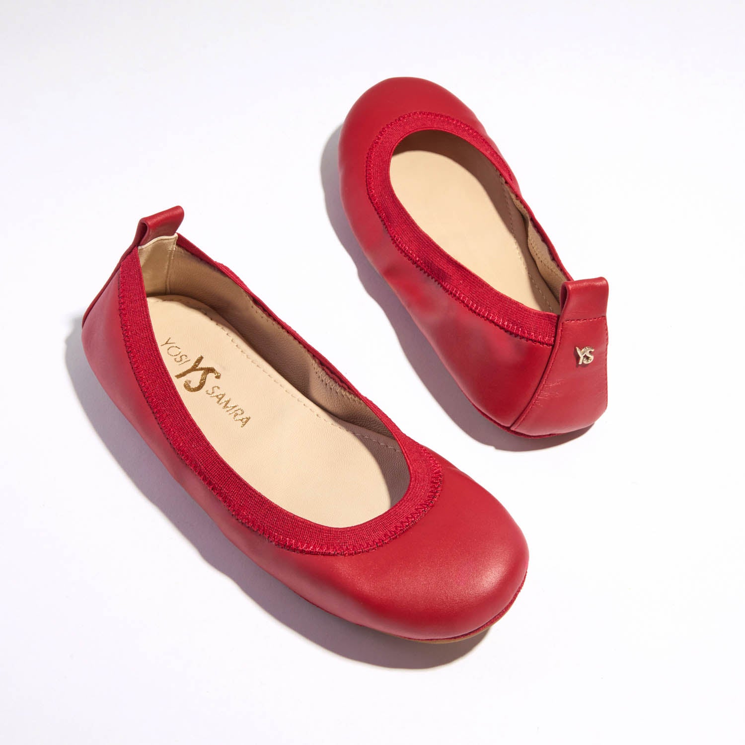 Samara Foldable Ballet Flat in Ruby Red Leather - Yosi Samra  - Women's Flats