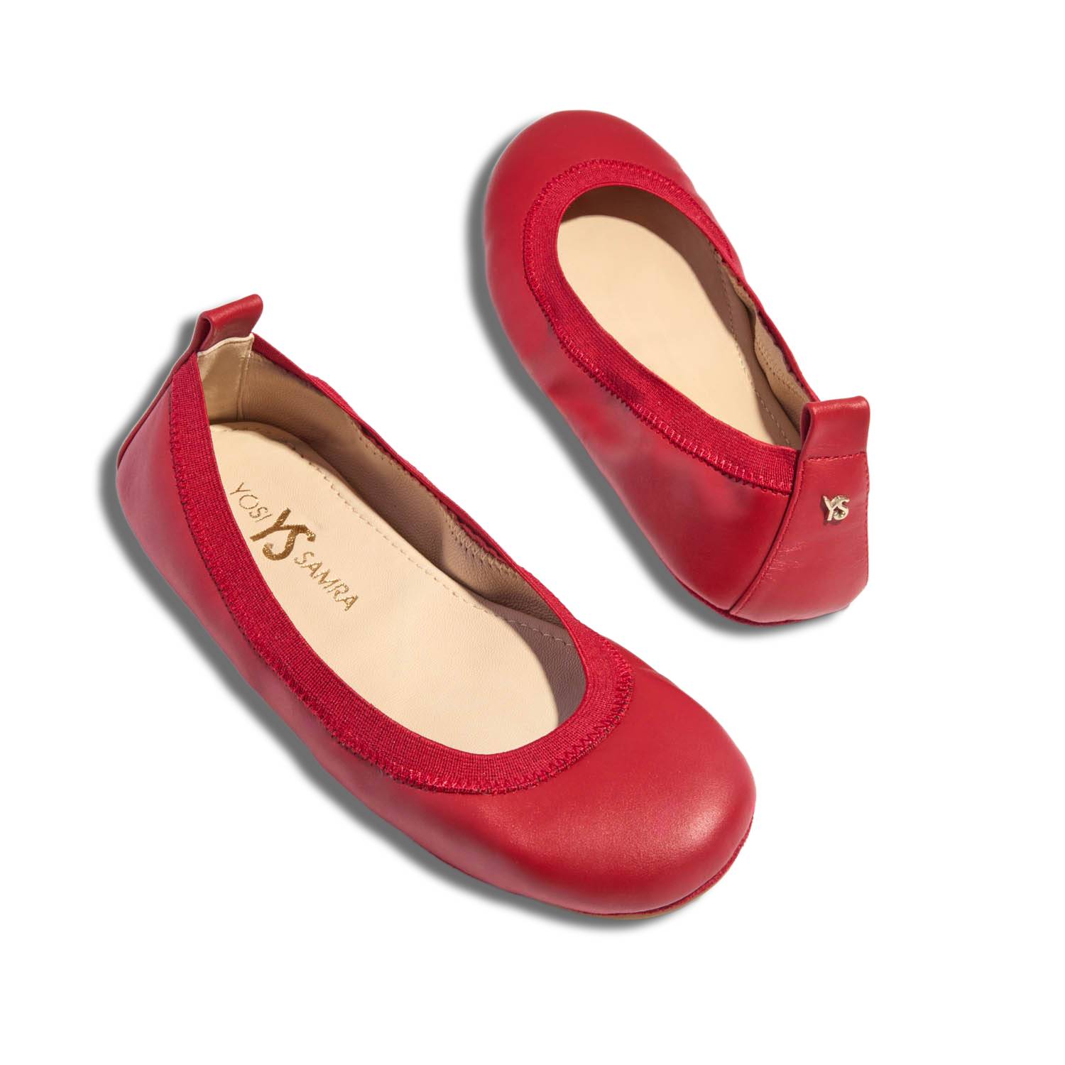 Samara Foldable Ballet Flat in Ruby Red Leather