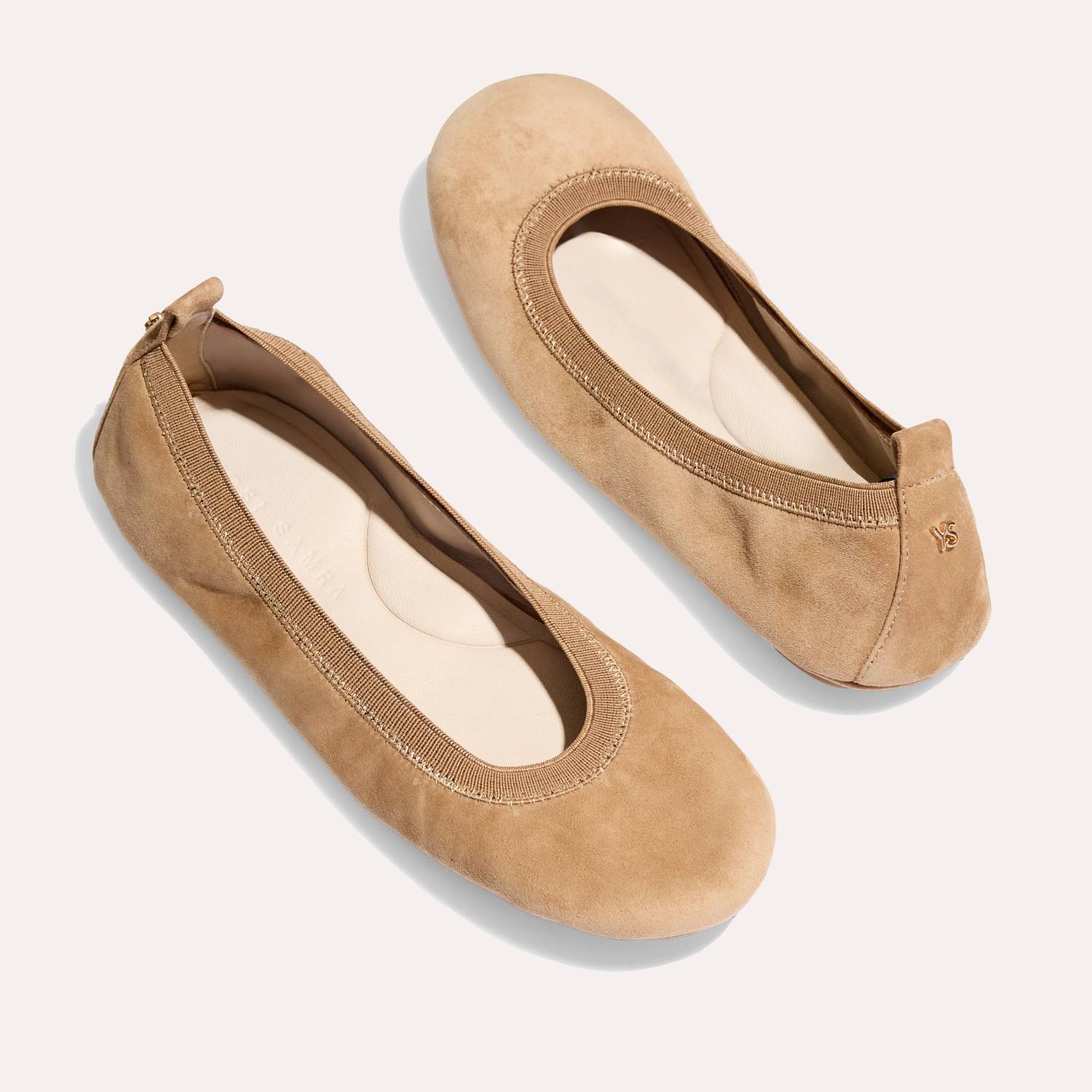 Samara Foldable Ballet Flat in Sand Suede