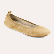 Samara Foldable Ballet Flat in Sand Suede