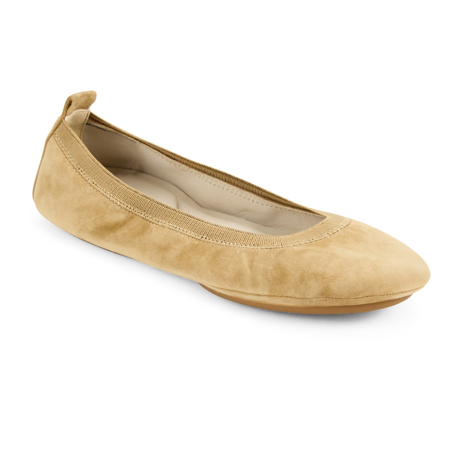 Samara Foldable Ballet Flat in Sand Suede