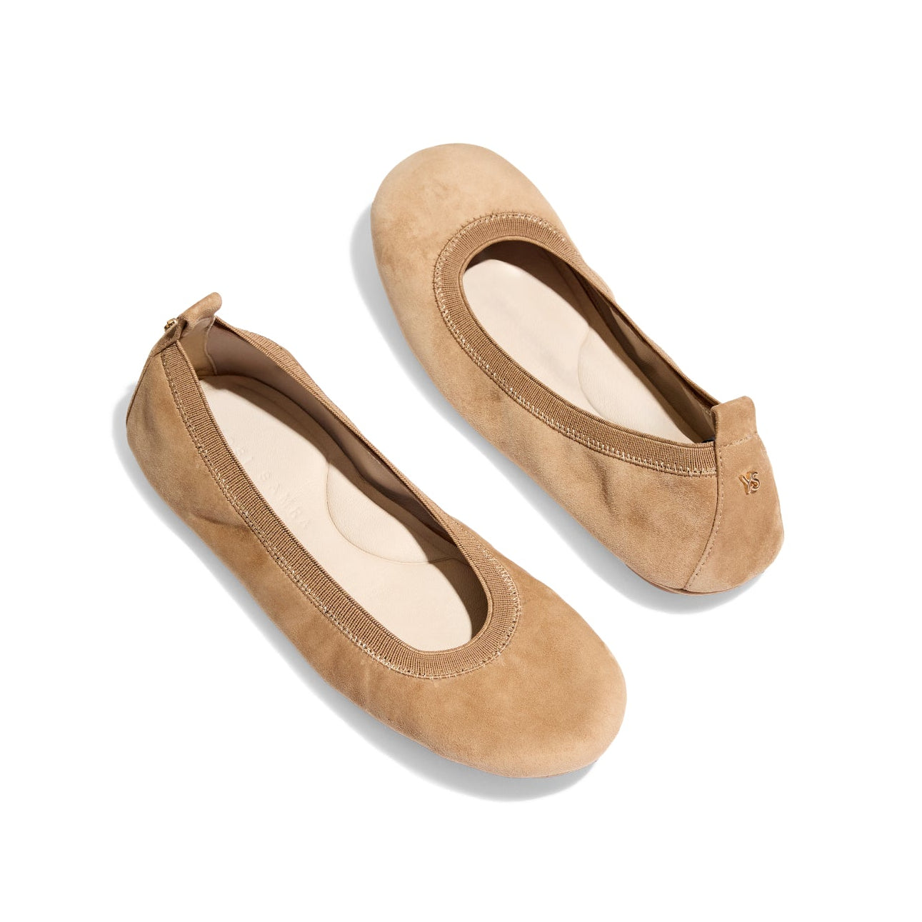 light tan suede leather ballet flats