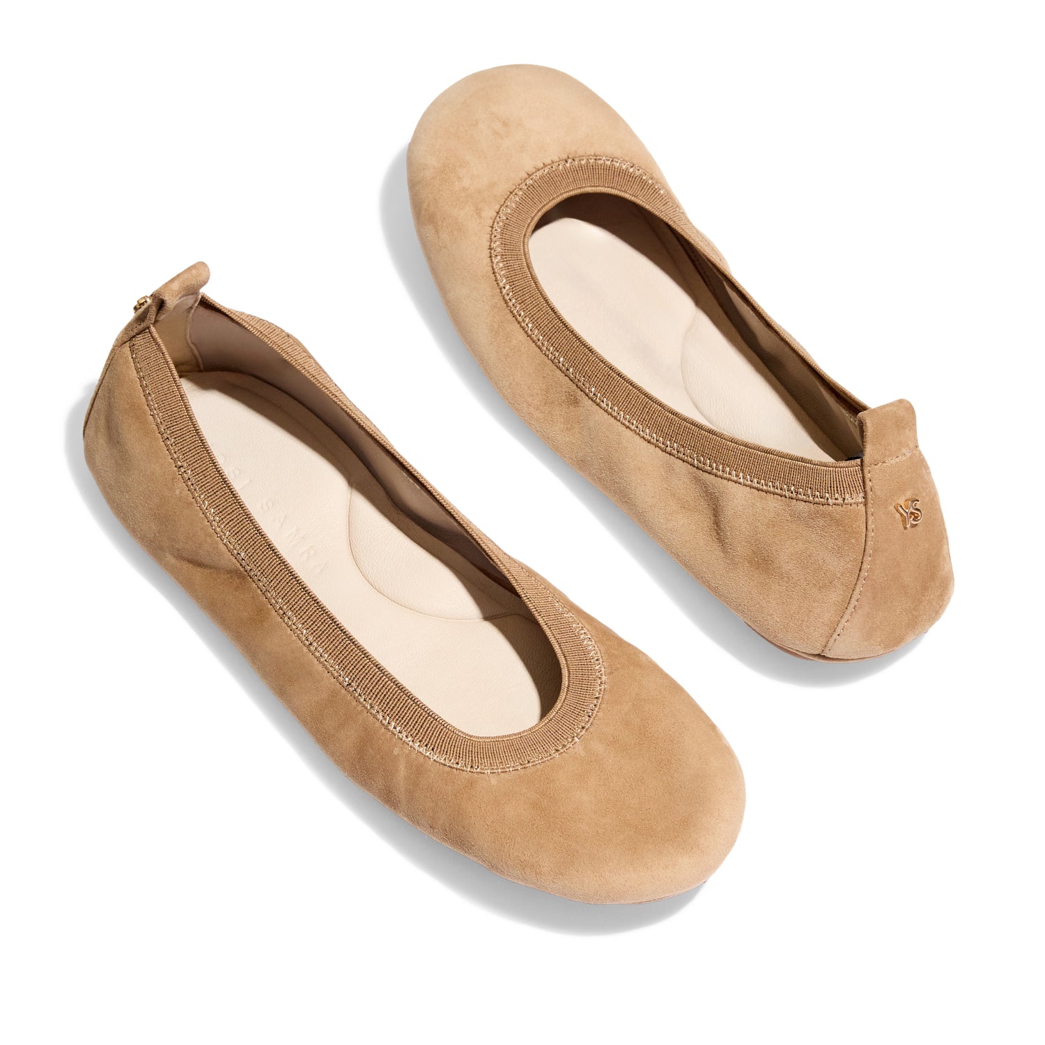 Samara Foldable Ballet Flat in Sand Suede