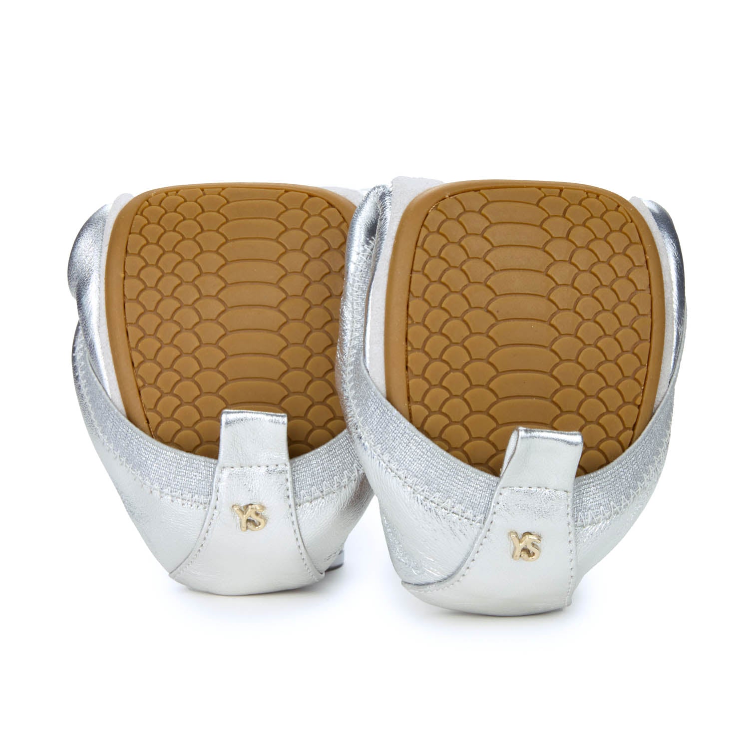 Samara Foldable Ballet Flat in Silver Leather - Yosi Samra  - Women's Flats