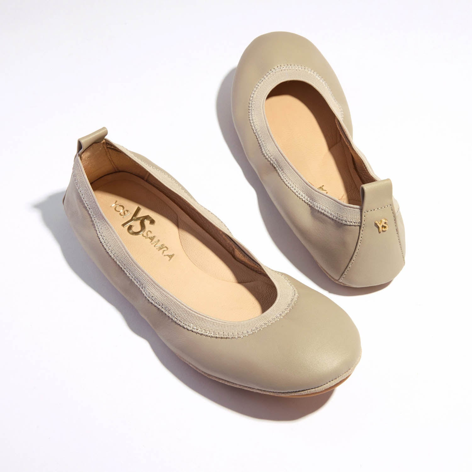 Samara Foldable Ballet Flat in Simply Taupe Leather