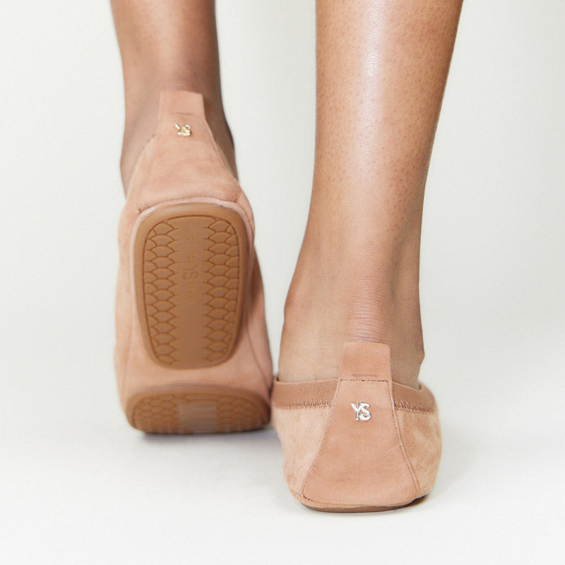 Samara Foldable Ballet Flat in Tan Suede