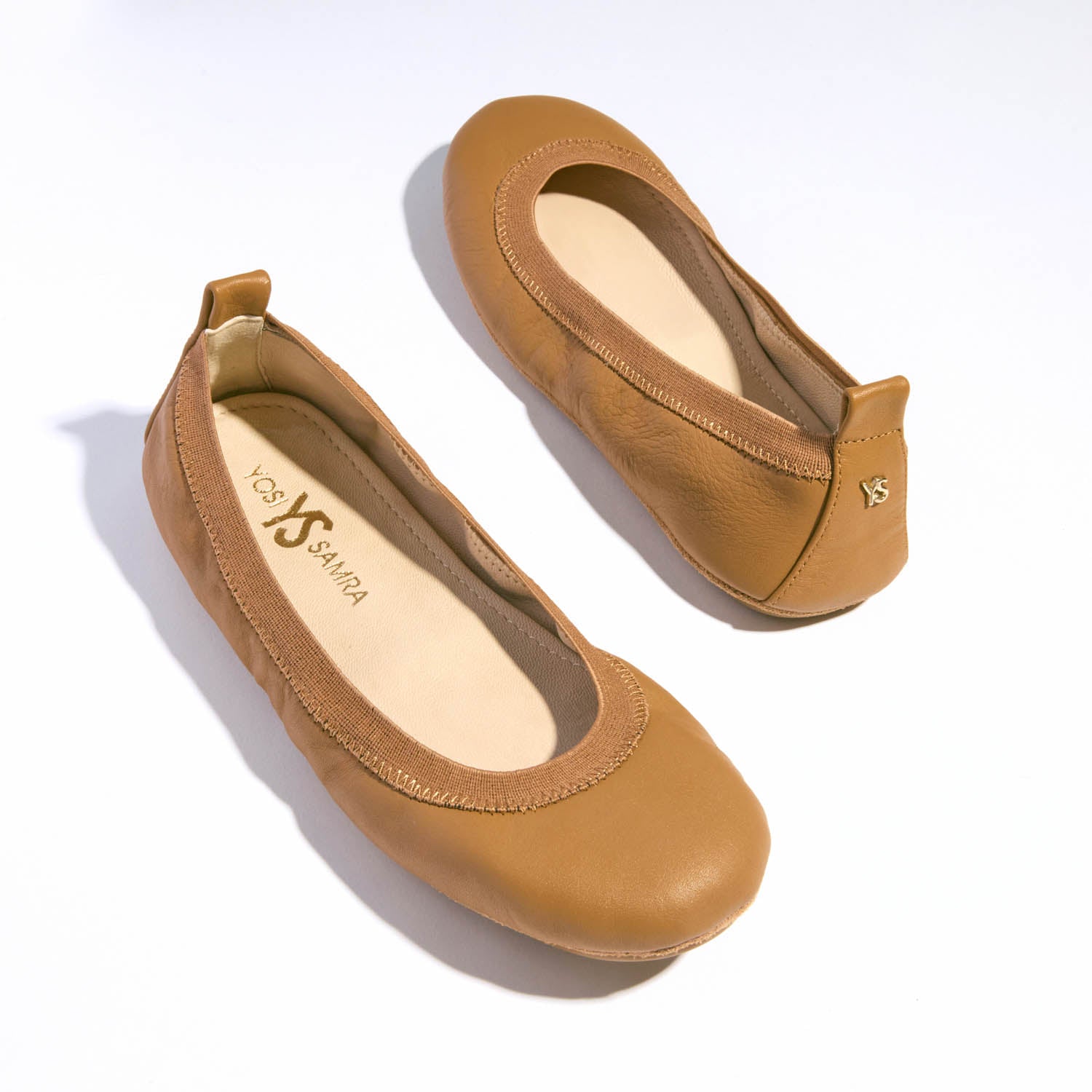 Samara Foldable Ballet Flat in Whiskey Leather - Yosi Samra  - Women's Flats