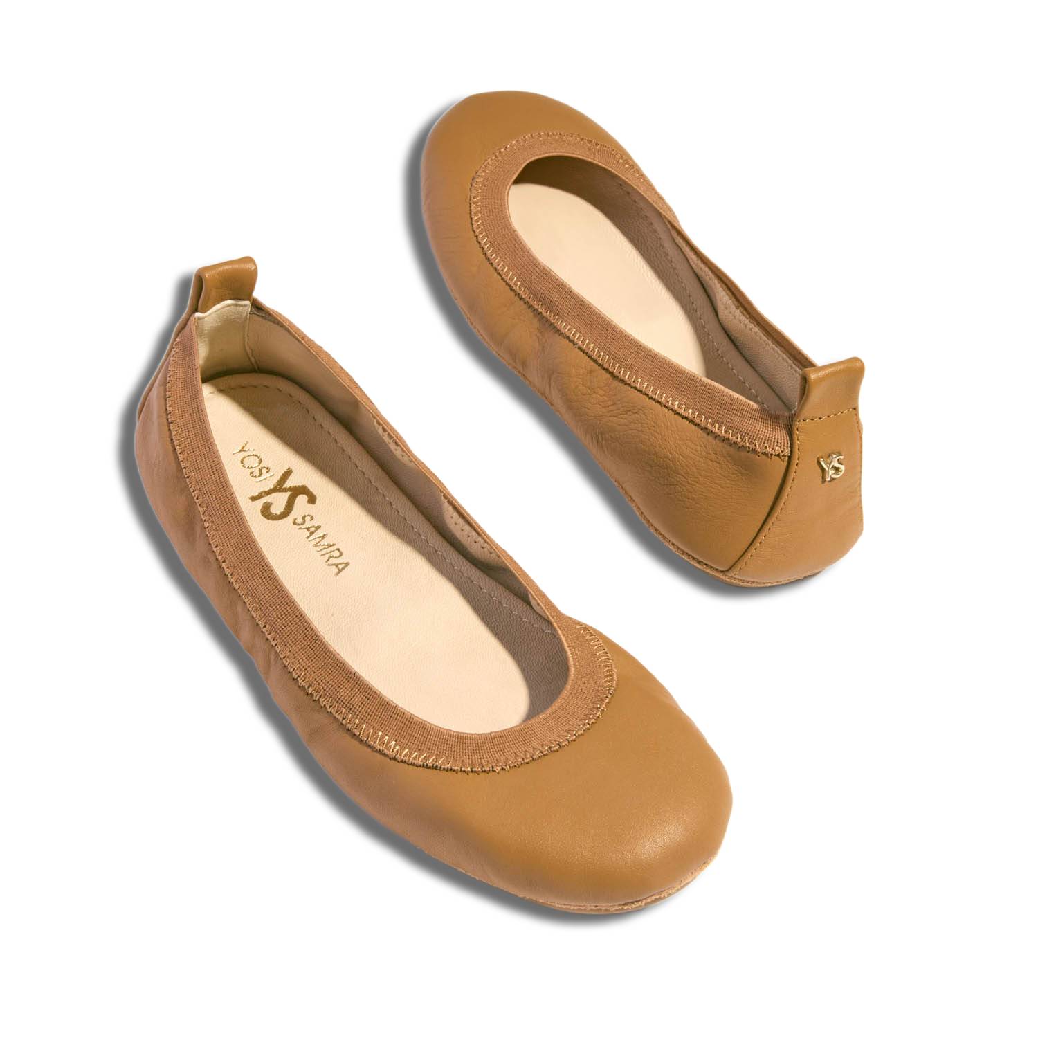 Samara Foldable Ballet Flat in Whiskey Leather