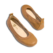 Samara Foldable Ballet Flat in Whiskey Leather
