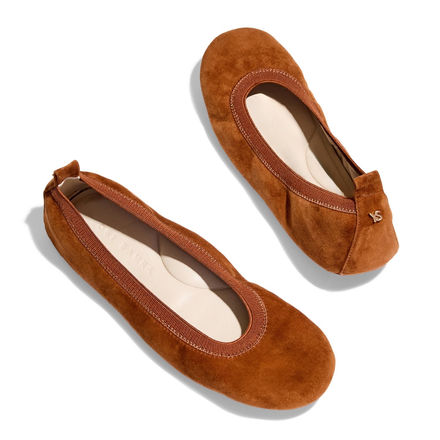Samara Foldable Ballet Flat in Whiskey Suede