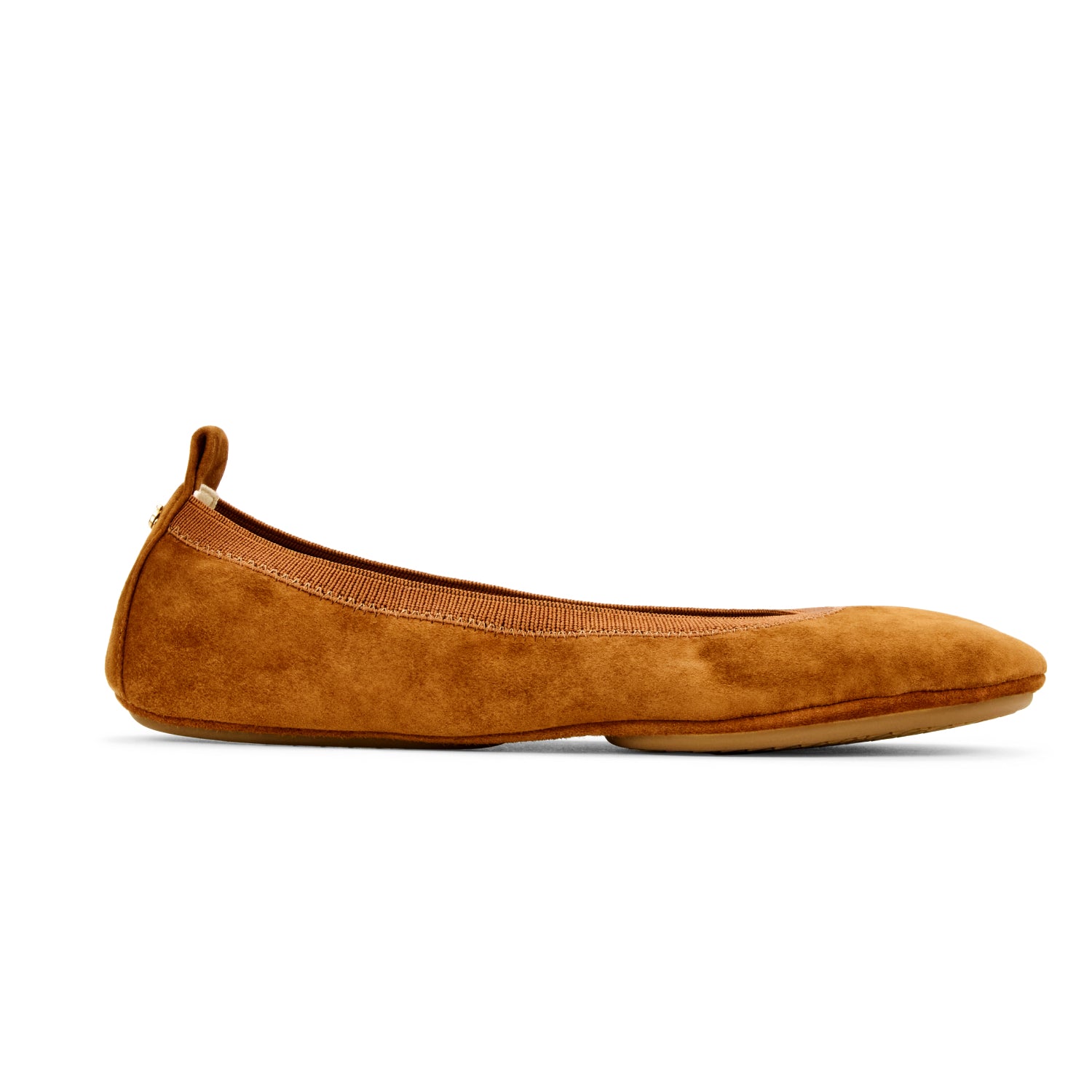 Samara Foldable Ballet Flat in Whiskey Suede