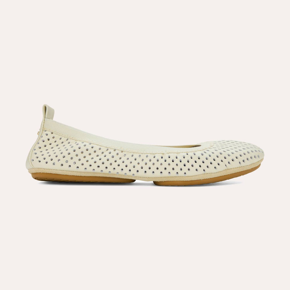 Samara Foldable Ballet Flat in White Perforated Leather