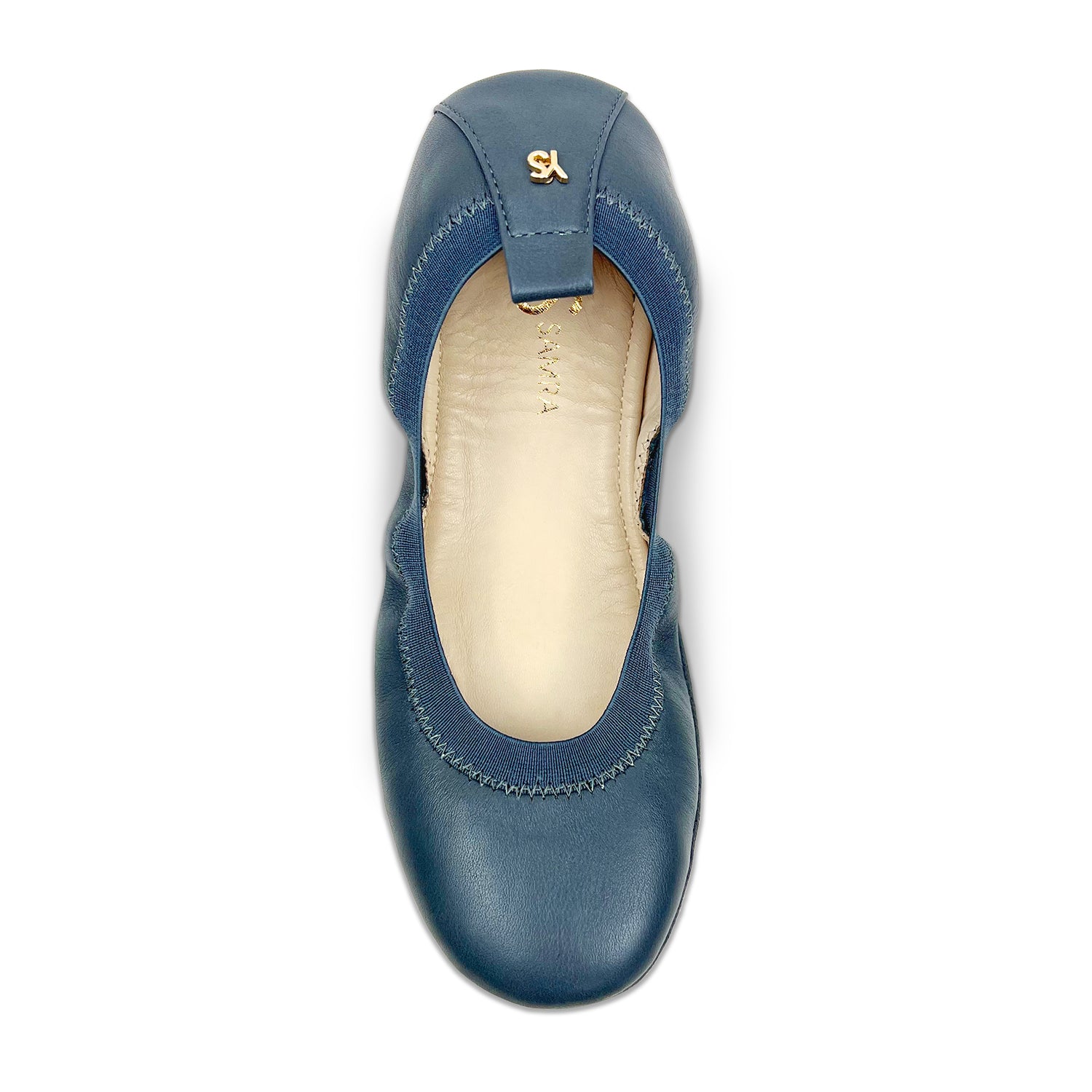 Samara Foldable Ballet Flat in Dark Grey Leather