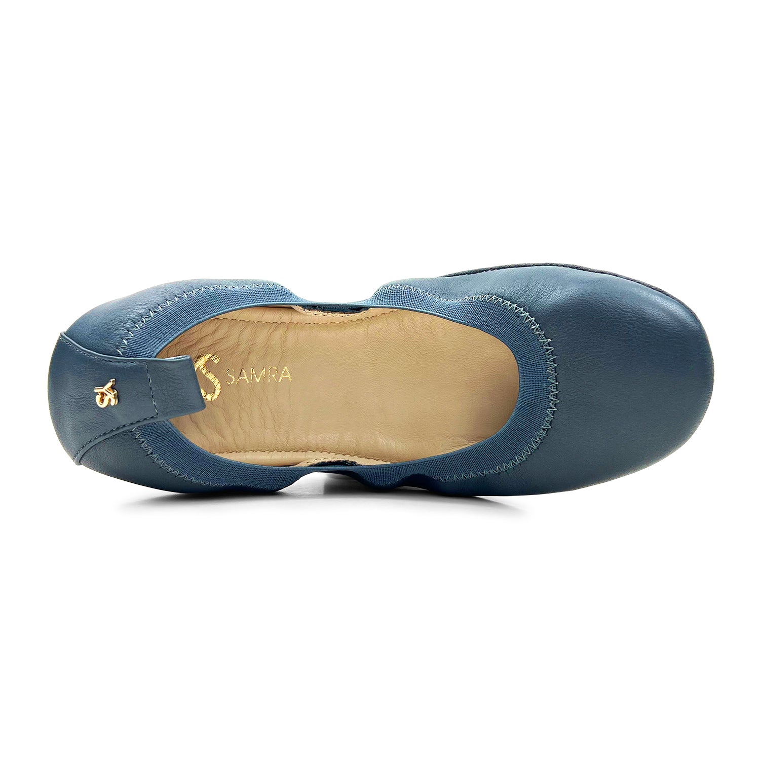 Samara Foldable Ballet Flat in Dark Grey Leather