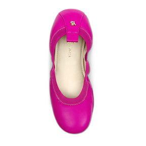 Samara Foldable Ballet Flat in Hibiscus Leather