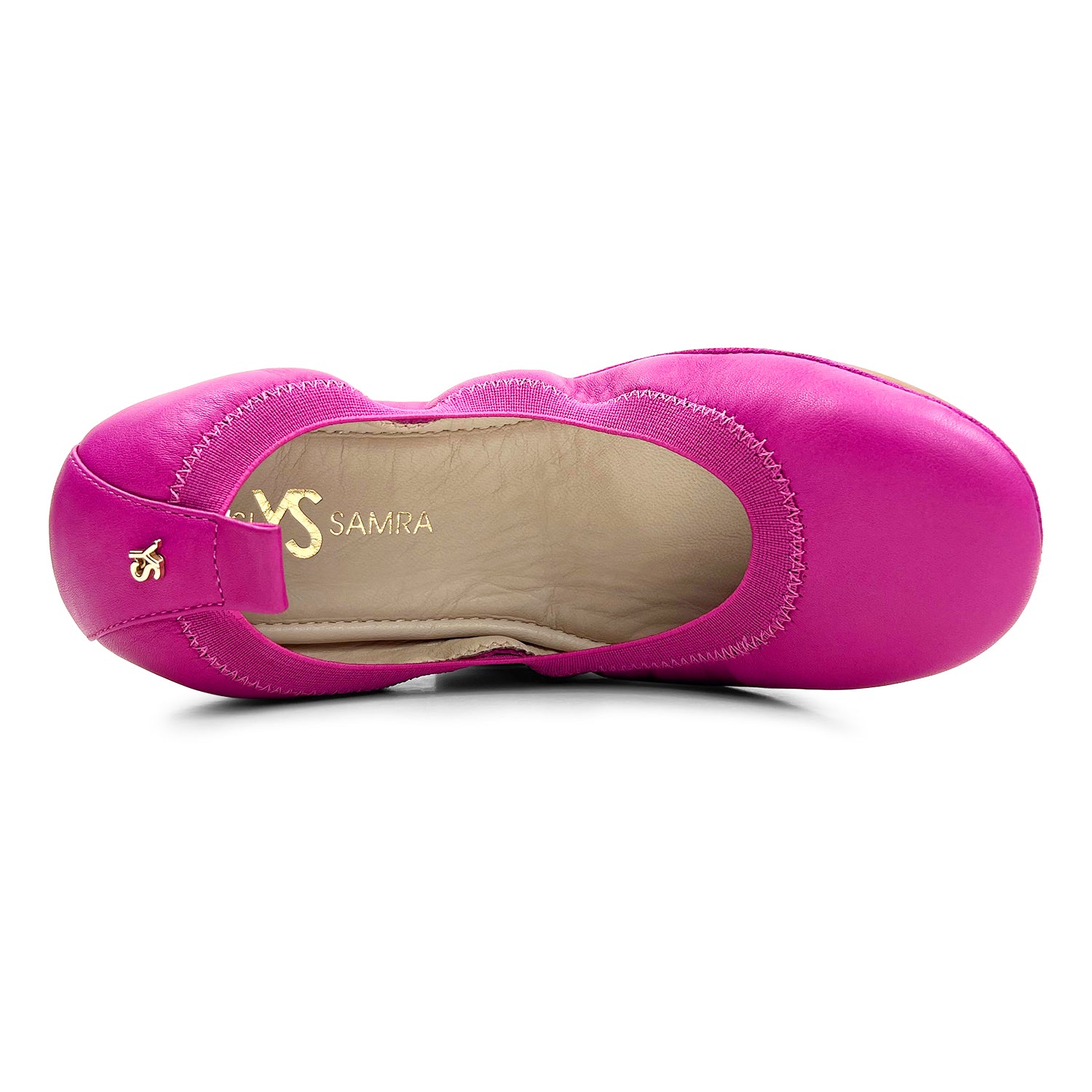 Samara Foldable Ballet Flat in Hibiscus Leather