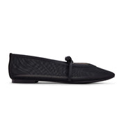 Yosi Samra Savannah Flat in Black Mesh Women's Shoe