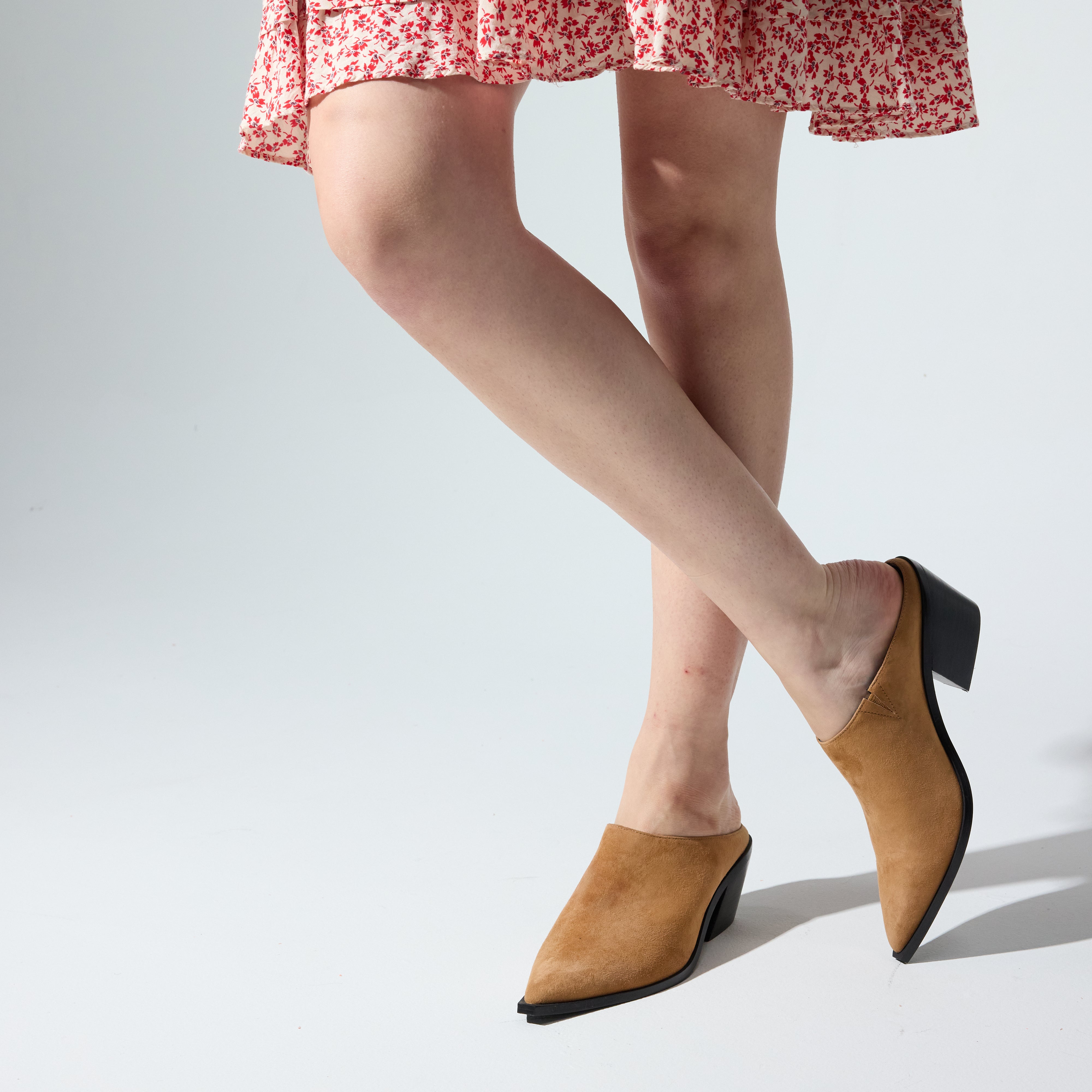 Savile Pointed Toe Mule in Whiskey Suede