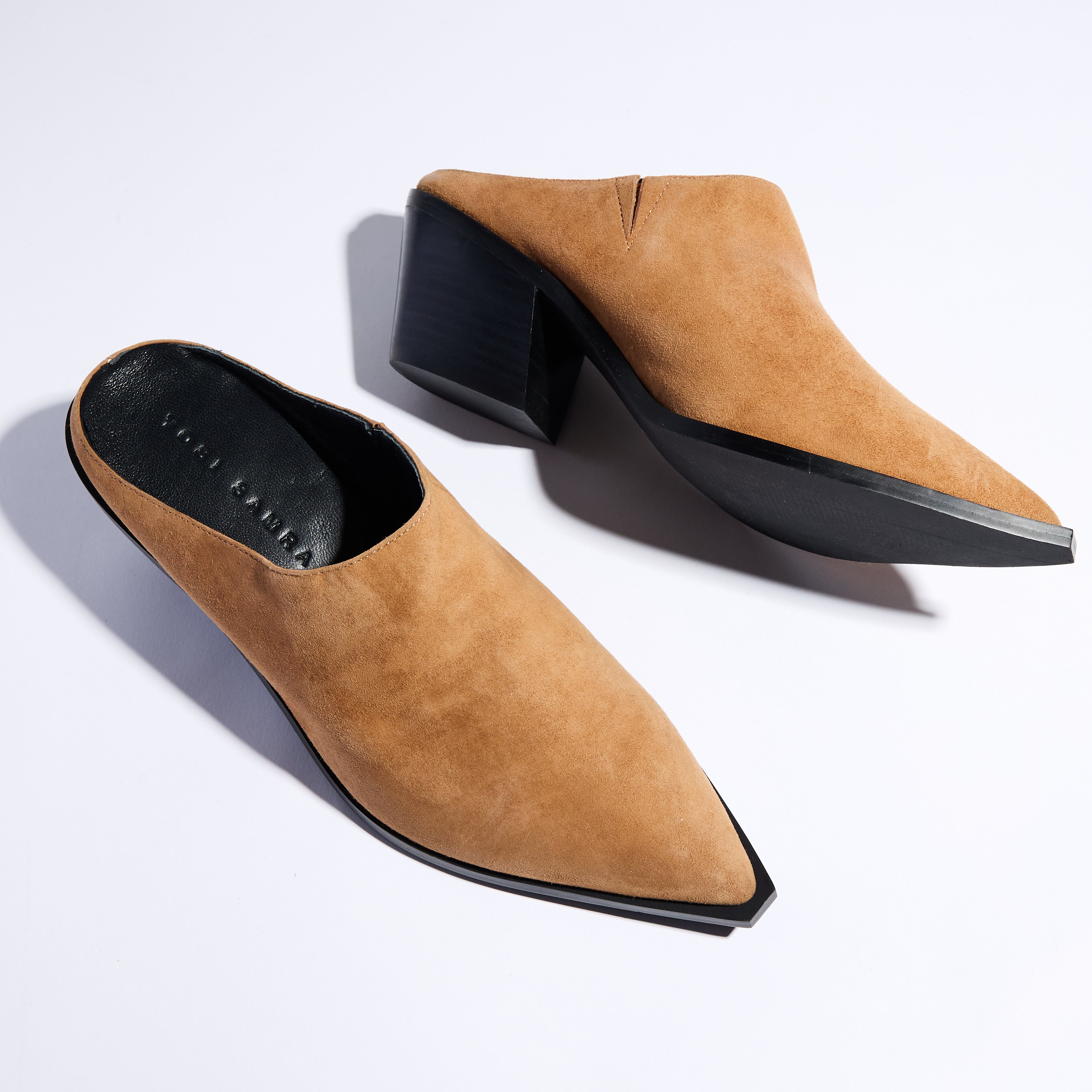 Savile Pointed Toe Mule in Whiskey Suede
